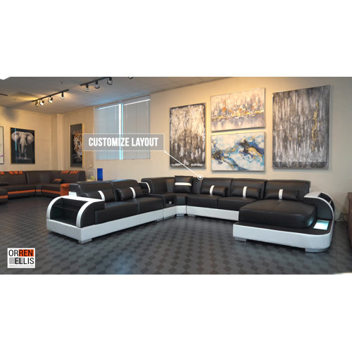 Orren Ellis Anto 6 Piece Leather Sectional Wayfair